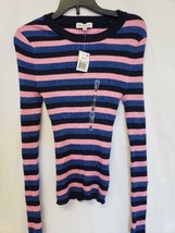MSRP $39 Hooked Up Womens Sweater Blue Pink Stripe Size M - £8.25 GBP