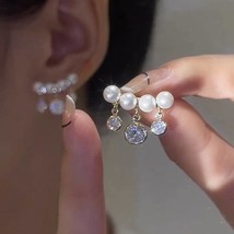 Fashion Zircon Tassel Pearl Ear Cuff Earrings For Women Korean Style Delicate Ne - £10.32 GBP
