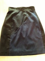 Abaete&#39; Adelle Women&#39;s Skirt Black &amp; Navy BlueBlock Print Wool Skirt Siz... - $74.25