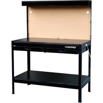 Workbench 48 in Work Table Tool Storage Light Drawers Garage Workshop Steel - $208.00