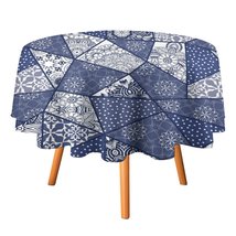 Mondxflaur Patchwork Tablecloth Round Kitchen Dining for Table Cover Dec... - $15.99+