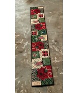 St Nicholas Square Table Runner Christmas Poinsettia  70&quot;x13&quot; Tapestry EUC - £20.23 GBP