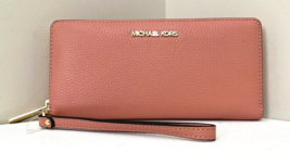 New Michael Kors Jet Set Large Travel Continental Wallet Leather Sherbert - $65.01