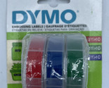 Dymo Caption Maker Tape Refill Red Green And Blue 3/8&quot;X9.8 Feet 3/Pkg - £10.04 GBP