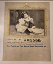 Antique Calendar Top Advertisement E.H Kresge Dry Goods Bethlehem PA Gir... - £10.26 GBP