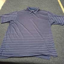 Adidas Golf Polo Shirt Men XL Blue Stripe Climalite Golfer Casual - £13.32 GBP