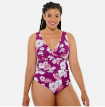 Freshwater Swimsuit Size 3X Purple Floral One Piece Adjustable Straps Cr... - $670.90 MXN