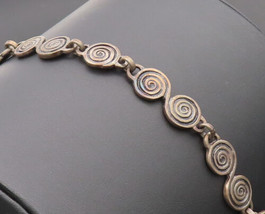 925 Sterling Silver Vintage Bracelet Solid Etched Spiral Linked Coils  BT10282 - £69.69 GBP