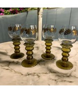 4 Gilded German Roemer Antique 7” Wine Glasses W/ Prunts Olive Green Bub... - $97.95 CAD