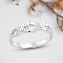 Criss Cross Plain Silver Infinity Shape Wedding Band Ring in 14K White Gold Over - £68.86 GBP