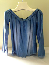 NEW Cloth &amp; Stone Soft Tencel Knit Off Shoulder Raw Hem Boatneck Blue To... - £37.93 GBP