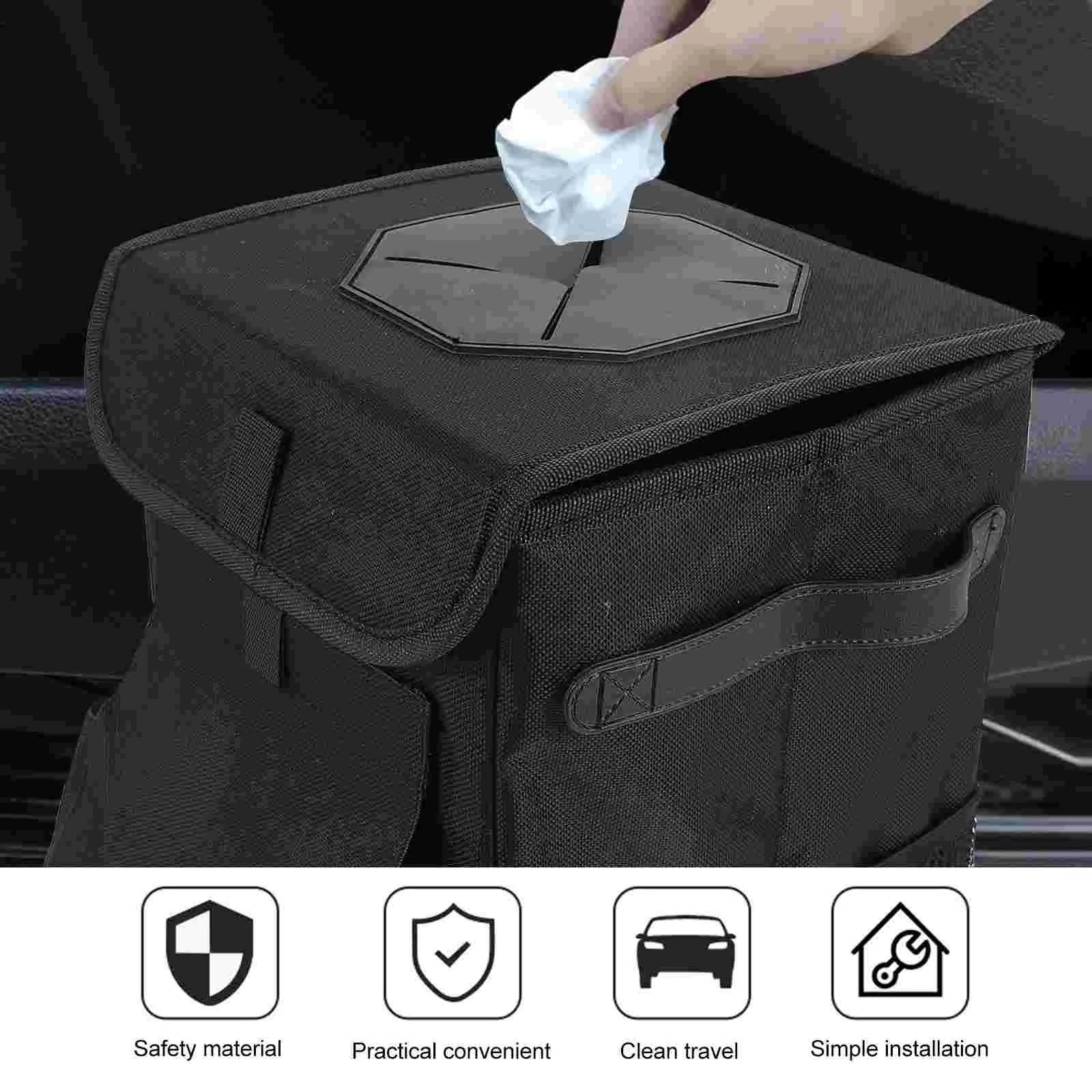 Car Trash Storage Bucket - Oxford Cloth Auto Litter Box Table Top - £25.56 GBP