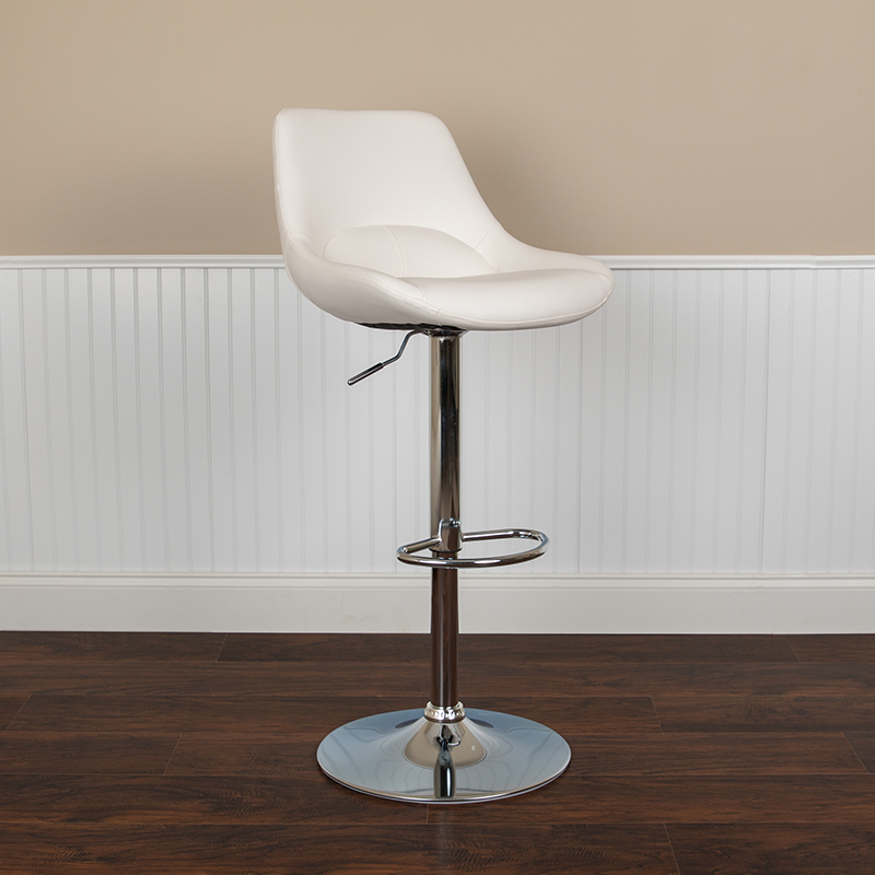 White Vinyl Swivel Bar Stool CH-182050X000-WH-V-GG