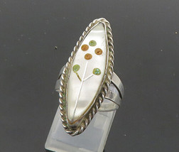 ZUNI 925 Silver - Vintage Mother Of Pearl Floral Cocktail Ring Sz 6.5 - RG20818 - £69.69 GBP
