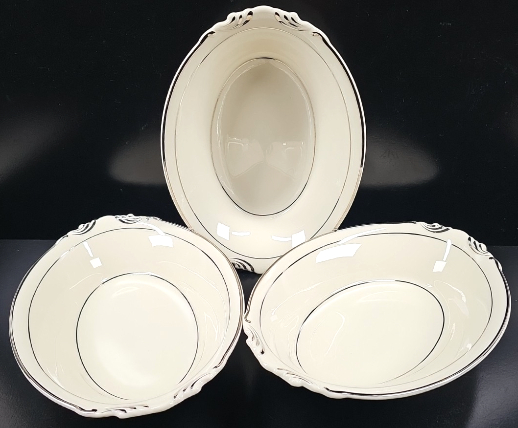 3 Community China Columbia Cream Oval Vegetable Bowls Set Vintage Table ... - $78.87