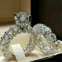 2Ct Round Lab-Created Diamond Engagement Ring Bridal Set 14k white Gold Plated - £156.93 GBP