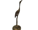 Solid Brass Crane Egret Heron Bird Figurine MCM 8” Tall Sculpture Vtg - $17.77