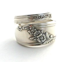 Queen Bess Spoon Ring Violets Size 8 9 10 11 12 Handmade Vtg Silverware Jewelry - £13.45 GBP