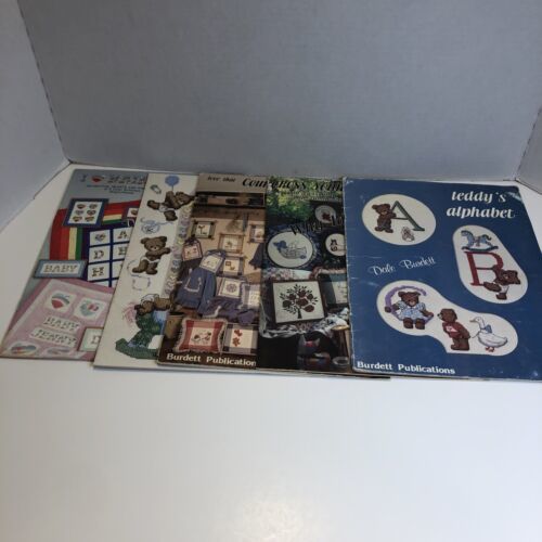 Primary image for 5 Dale Burdett Assorted Cross Stitch Pattern Books Lot Alphabet Baby