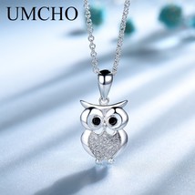 UMCHO Fashion Glitter Owl 925 Sterling Silver Girls Necklace Pendants For Women  - £23.25 GBP