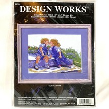 Design Works Counted Cross Stitch Kit Young Love Kids in Overalls 11 x 14 inches - $7.14