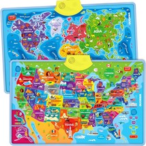 Educational Toys For Kids 5-7 Year Old - Usa World Maps Puzzle Learning Wall Cha - £54.34 GBP