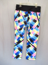 Fila Sport leggings Medium capri workout yoga running blue pink patchwork - £8.75 GBP