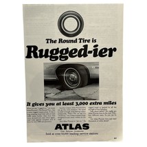 Atlas Round Tire Print Ad 1968 Vintage Rugged-ier 3000 More Miles Auto Car - £10.90 GBP
