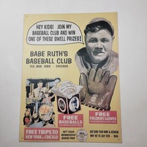 Vintage 1995 Babe Ruth&#39;s Baseball Club Tin Sign Replica 12x16 - £10.98 GBP