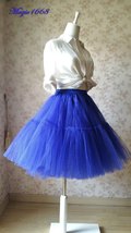 Royal Blue A-line Midi Tulle Skirt Custom Plus Size Tulle Ballerina Skirt Outfit image 7