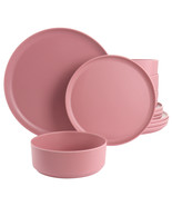 Gibson Home Canyon Crest 12 Piece Round Melamine Dinnerware Set in Pink - $67.91 CAD