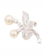 925 Sterling Silver Vintage Brooch Pin Floral Carved Topaz Beaded Pearls... - $73.08 CAD