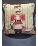 VTG Needlepoint Pillow Christmas nutcracker Red velvet. holiday Classic ... - $27.72