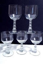 Tiffin Franciscan Deco CASCADE Crystal 6.5&quot; Wine Glass Water Goblets - Set of 5 - £58.42 GBP