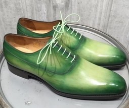 Green Patina Oxford Style Plain Toe Luxury Pairs Admirable Formal Dress Shoes - £111.90 GBP