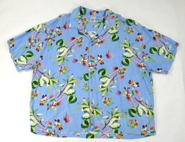 Disney Store Mickey Minnie Donald Hula Blue Hawaiian Aloha Shirt  Mens XXL - £33.42 GBP