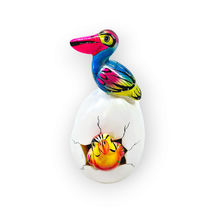 Hatched Egg Pottery Bird Bright Pelican Parrot Mexico Hand Painted Signe... - £11.63 GBP