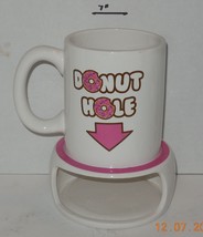 Donut Hole Coffee Mug Cup By Big Mouth inc White Pink - $9.85
