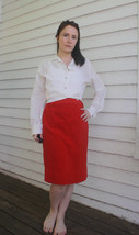 60s Red Velvet Skirt XS 23 Waist Holiday Christmas Vintage - £15.18 GBP