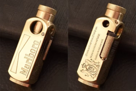 Old fashioned retro lighters. Brass Marlboro design. Free shipping - $28.00