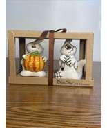 Blue Sky Clayworks Ghosts Pumpkin Spider Web Spooky Salt &amp; Pepper Shaker... - £14.72 GBP