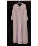 Vintage Henson Kickernick Peignoir Robe Long Pink Lace Trim Nylon Medium - £20.89 GBP