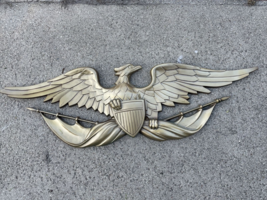Vintage Sexton American Bald Eagle 27&quot; Metal Patriotic Wall Hanging Plaque Sign - £70.43 GBP