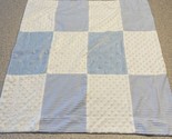 Kyle &amp; Deena Blue White Baby Blanket Minky Squares Stars Dots Stripes Lovey - £17.45 GBP