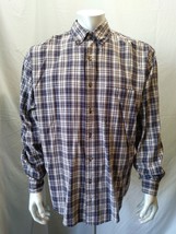 Eddie Bauer Men&#39;s Large Casual Long Sleeve Button Down Blue Brown Plaid ... - $7.92