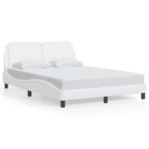 Bed Frame with LED Light White - Full Faux Leather 53.9&quot;x74.8&quot; - £344.02 GBP