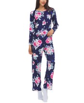 Flora by Flora Nikrooz Womens Madonna Rib-Knit Pajama &amp; Socks Set,Navy,L... - £47.96 GBP