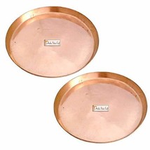 Prisha India Craft Pure Copper Plain Dinner Thali Plate, Serveware &amp; Dinnerware  - £54.51 GBP