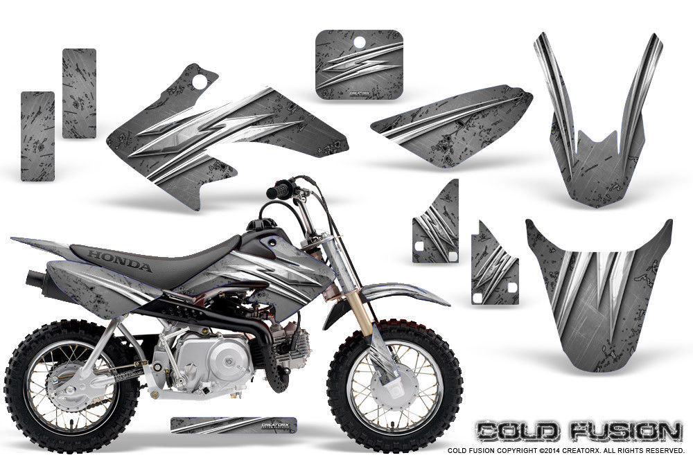 HONDA CRF 50 GRAPHICS KIT CREATORX DECALS STICKERS COLD FUSION SILVER - $108.90