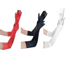 3 Pairs Women&#39;s Evening Party Formal Gloves 22&quot; Long Satin Finger Black ... - £11.94 GBP